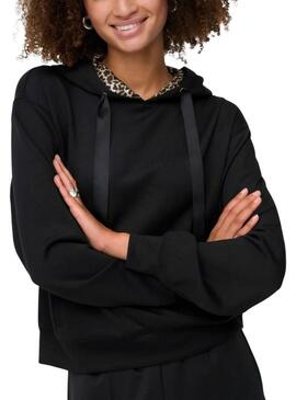 Felpa con cappuccio Only Alina leopardata nera per donna