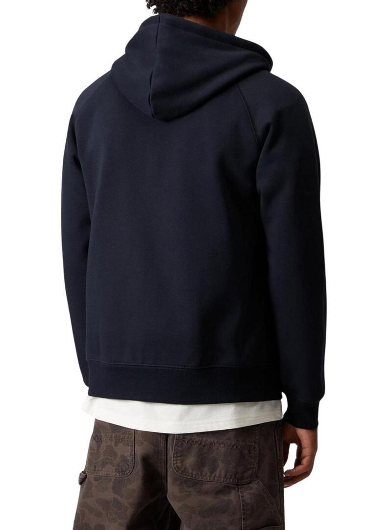 Felpa con cerniera Carhartt Chase con cappuccio blu marino per uomo.