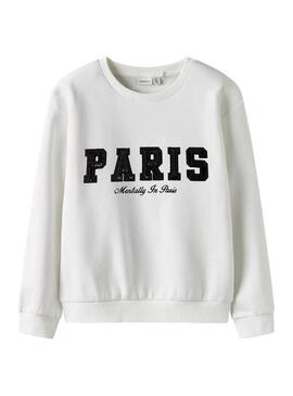 Felpa Name It Fretta Paris bianca per ragazza.