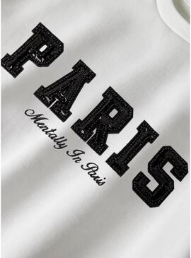 Felpa Name It Fretta Paris bianca per ragazza.