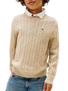 Maglia Tommy Hilfiger in cavo beige per bambino