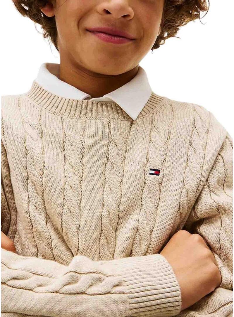 Maglia Tommy Hilfiger in cavo beige per bambino