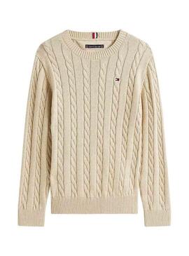 Maglia Tommy Hilfiger in cavo beige per bambino