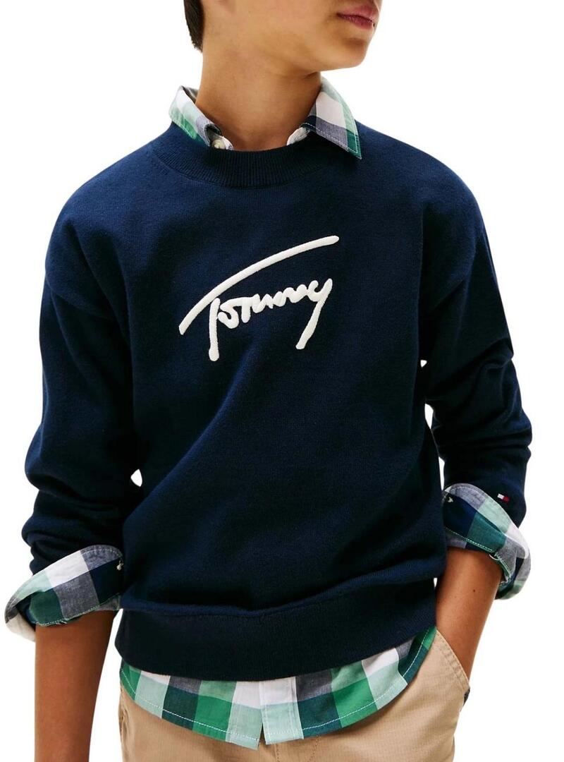 Maglia Tommy Hilfiger Varsity blu navy per bambino