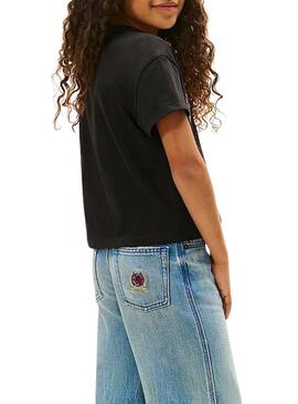 Maglietta Tommy Hilfiger Varsity animal print nera per bambina