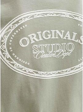 Maglietta Jack and Jones Greene Branding verde per bambino