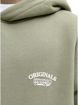 Felpa Jack and Jones Greene Branding verde per bambino