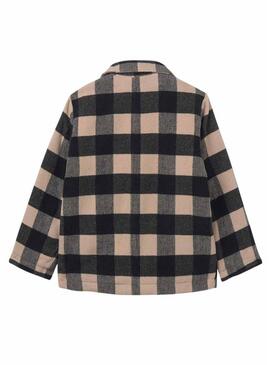 Cappotto Mayoral jacquard a quadri nero e beige per bambina