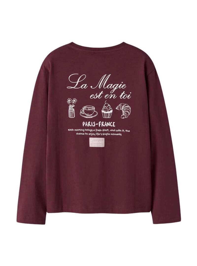 Maglietta Name It Paris bordeaux per bambina