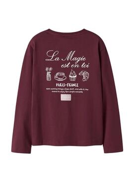 Maglietta Name It Paris bordeaux per bambina