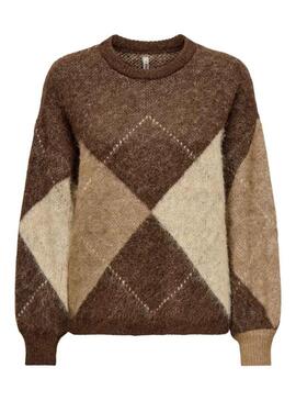 Maglia Only Noeme Jacquard tostata per donna