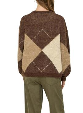 Maglia Only Noeme Jacquard tostata per donna