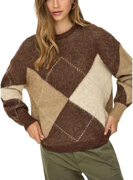 Maglia Only Noeme Jacquard tostata per donna