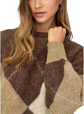 Maglia Only Noeme Jacquard tostata per donna