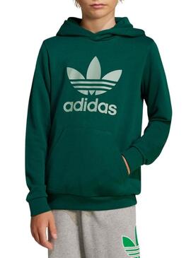 Felpa Adidas Trefoil verde per ragazzi e ragazze
