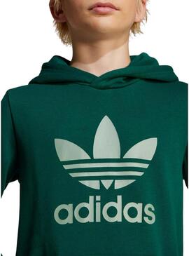 Felpa Adidas Trefoil verde per ragazzi e ragazze