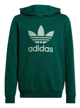 Felpa Adidas Trefoil verde per ragazzi e ragazze