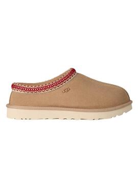 Zoccoli UGG Tasman II color castagno beige e granata per donna