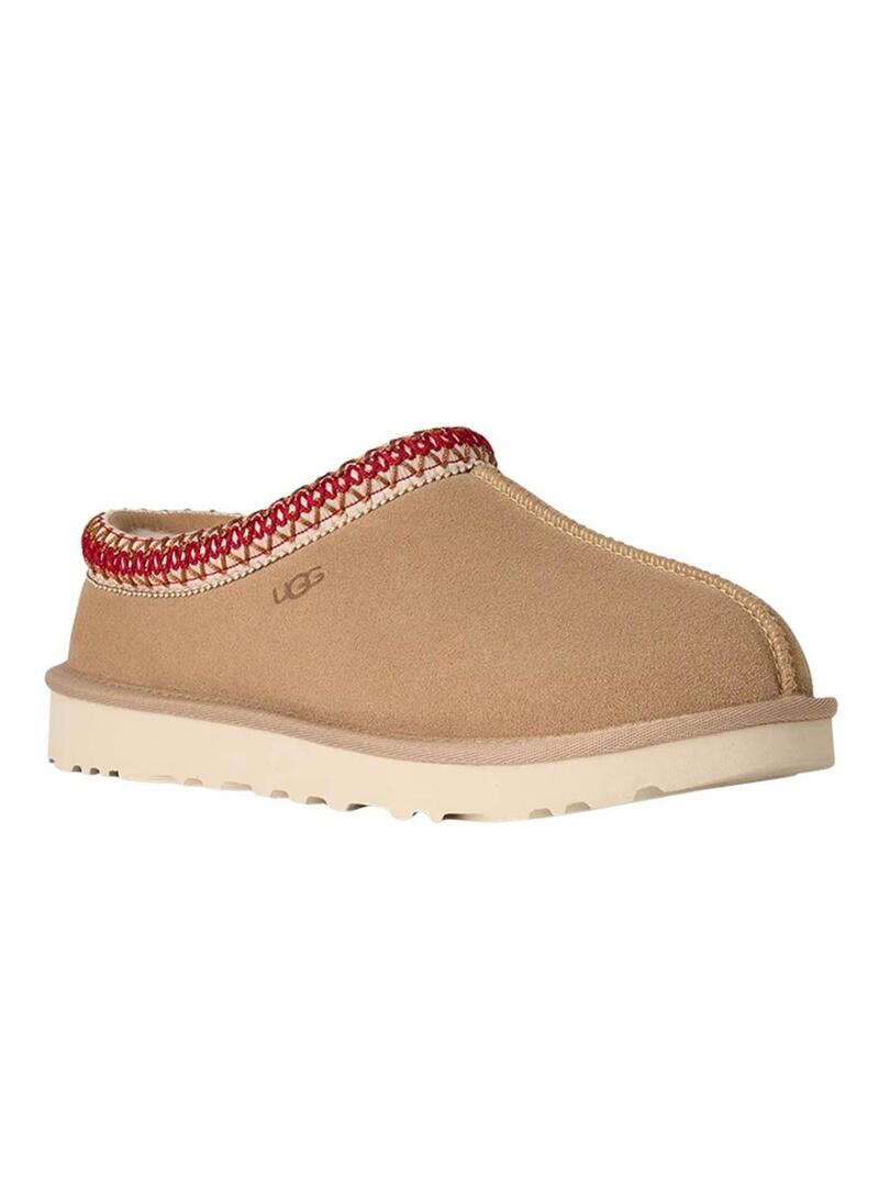 Zoccoli UGG Tasman II color castagno beige e granata per donna
