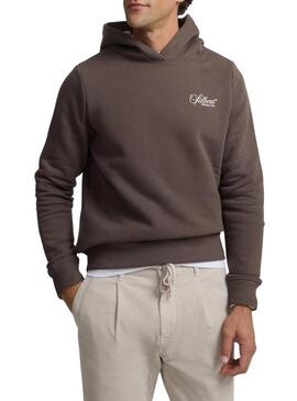 Felpa con cappuccio Silbon Wellness Club marrone per uomo