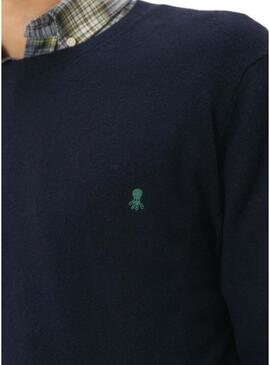 Maglia a collo rotondo El Pulpo in misto blu marino per uomo