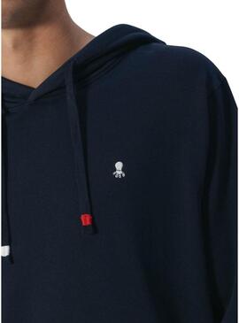 Felpa con cappuccio ricamata El Pulpo heritage blu scuro per uomo
