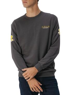 Felpa con cappuccio stampa triplo logo grigio El Pulpo per uomo