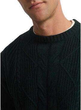 Maglia a maglia verde a otto per uomo