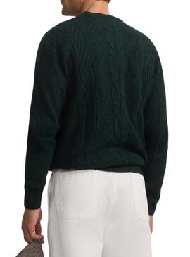 Maglia a maglia verde a otto per uomo