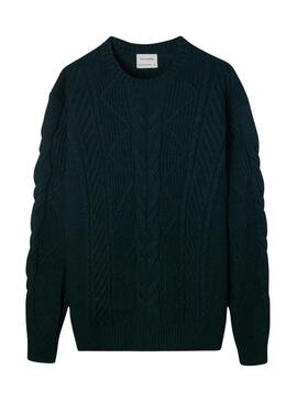 Maglia a maglia verde a otto per uomo