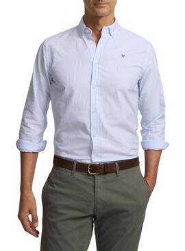Camicia Silbon sport oxford a righe blu per uomo