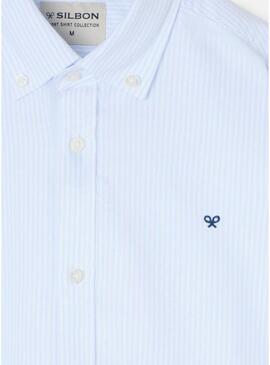 Camicia Silbon sport oxford a righe blu per uomo