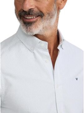 Camicia Silbon sport oxford a righe verde per uomo