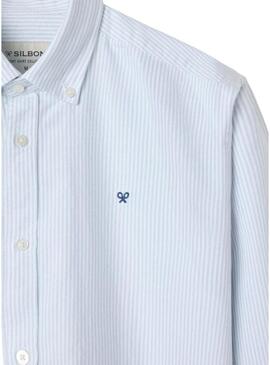 Camicia Silbon sport oxford a righe verde per uomo