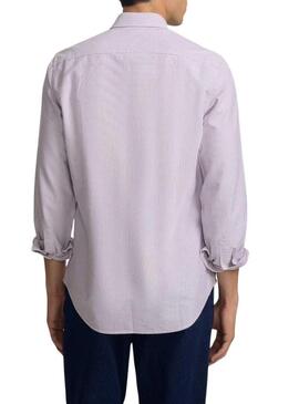 Camicia Silbon sport oxford a righe bordeaux per uomo