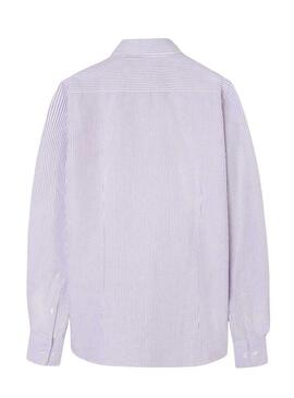 Camicia Silbon sport oxford a righe bordeaux per uomo