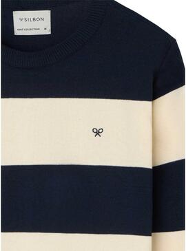 Maglia a righe beige Silbon per uomo