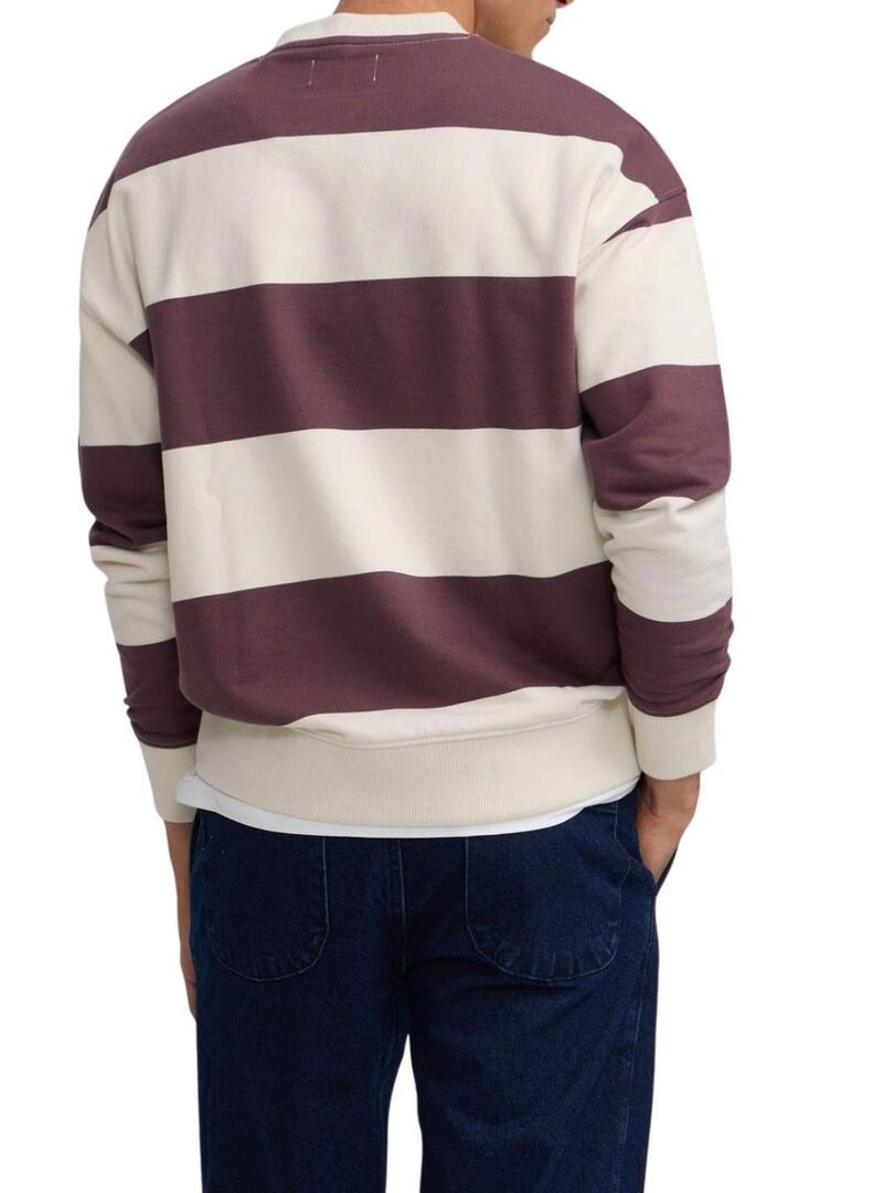 Felpa Silbon relaxed a righe crema e granata per uomo