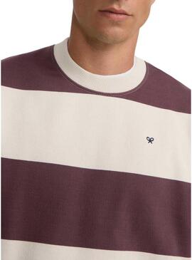 Felpa Silbon relaxed a righe crema e granata per uomo