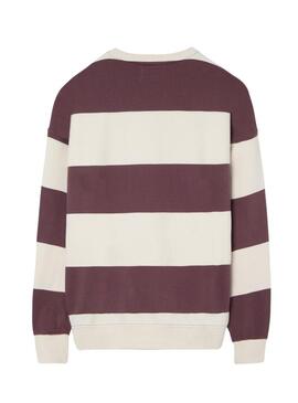 Felpa Silbon relaxed a righe crema e granata per uomo