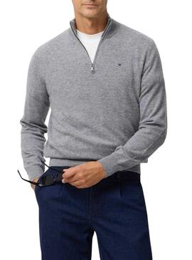 Maglione Silbon mezza zip grigio per uomo