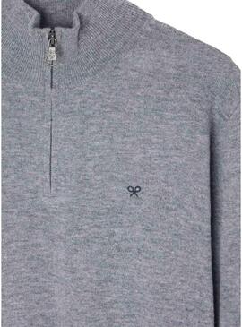 Maglione Silbon mezza zip grigio per uomo
