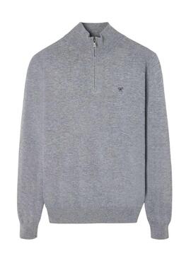 Maglione Silbon mezza zip grigio per uomo