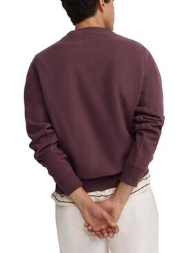 Felpa Silbon con pannelli in velluto a coste bordeaux per uomo