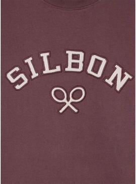 Felpa Silbon con pannelli in velluto a coste bordeaux per uomo