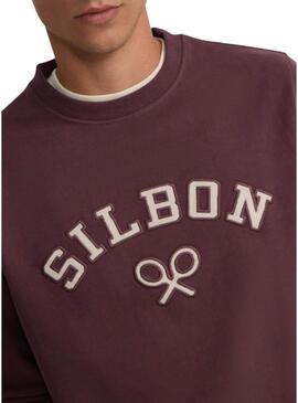 Felpa Silbon con pannelli in velluto a coste bordeaux per uomo
