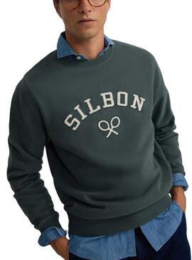 Felpa Silbon con panneggio verde per uomo.