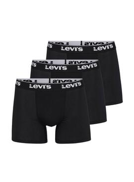 Confezione da 3 boxer Levis Repeat Logo neri per uomo.