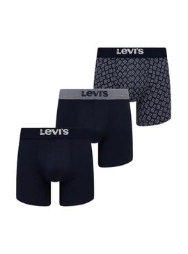 Confezione da 3 boxer Levis Giftbox in denim navy per uomo.