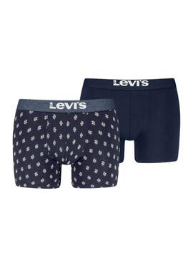 Confezione di 2 boxer Levis Denim Geo marino per uomo